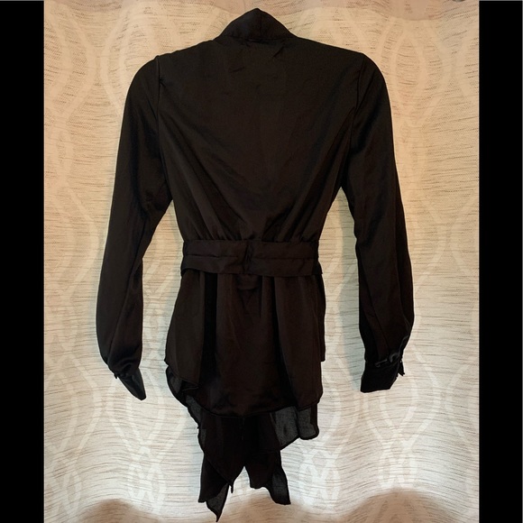 New S black Vici Motivation Satin Drape Wrap Blouse nwt - Picture 7 of 7